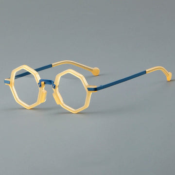 Paco Retro Acetate Glasses Frame Geometric Frames Southood Yellow Blue